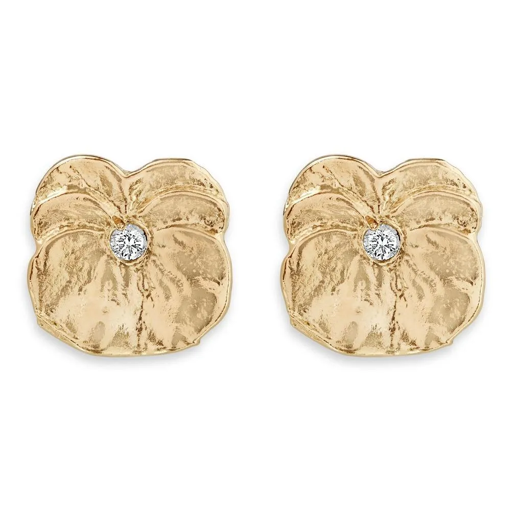 Pansy Stud Earrings With Diamond