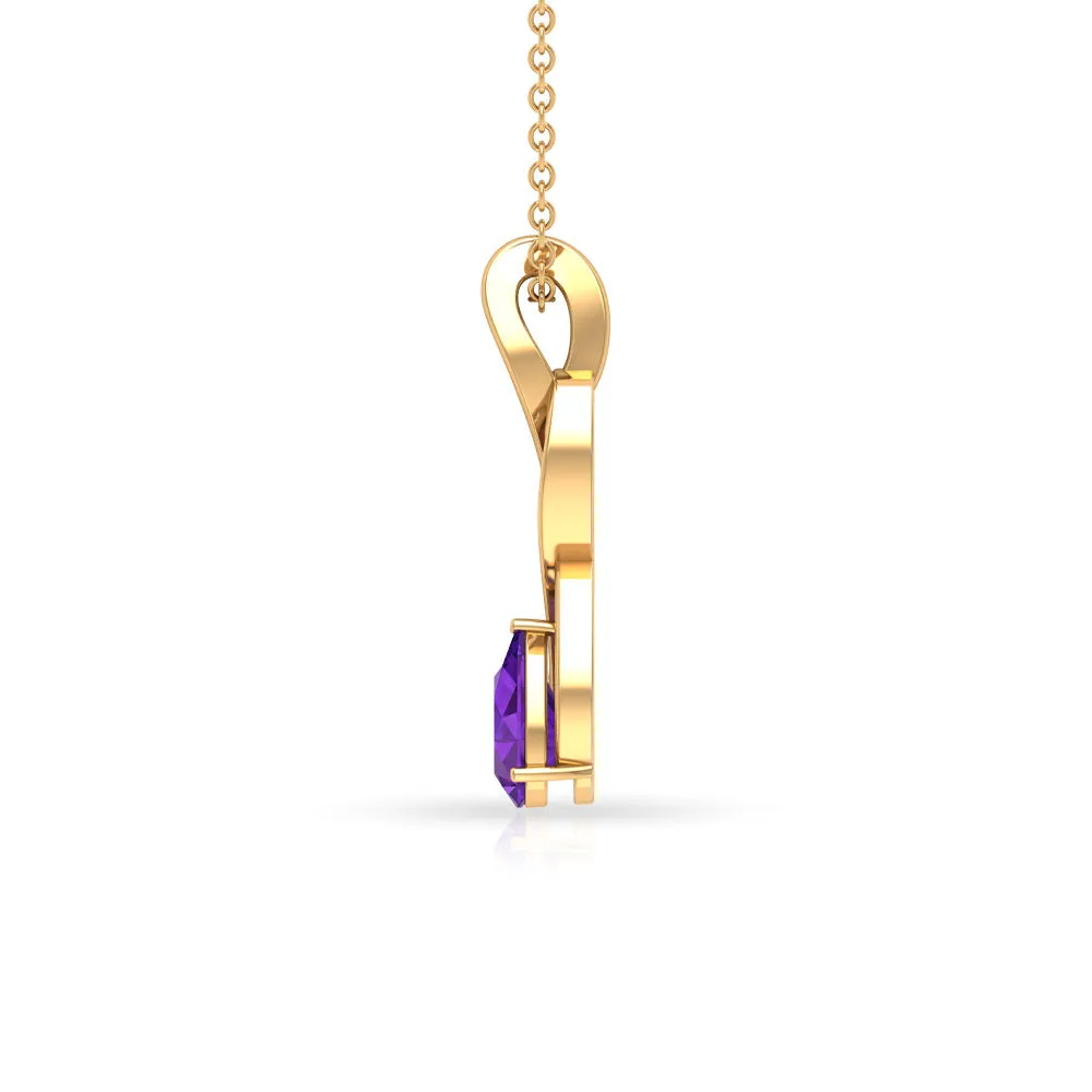 Pear Cut Amethyst and Diamond Infinity Pendant Necklace