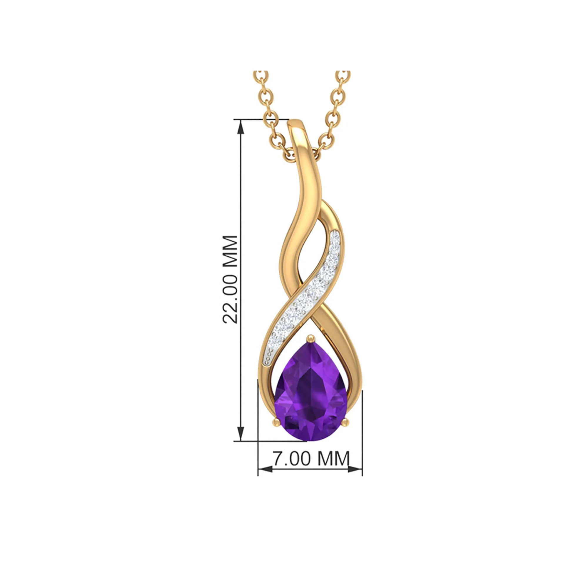 Pear Cut Amethyst and Diamond Infinity Pendant Necklace