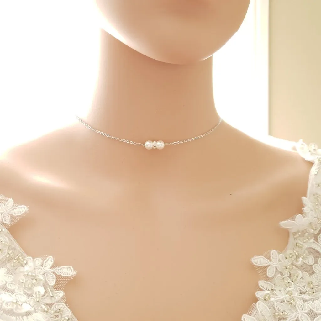 Pearl Backdrop Bridal Necklace In Gold- AVA