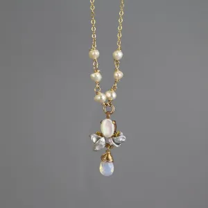 Pearl Opalite Beaded Bee Necklace