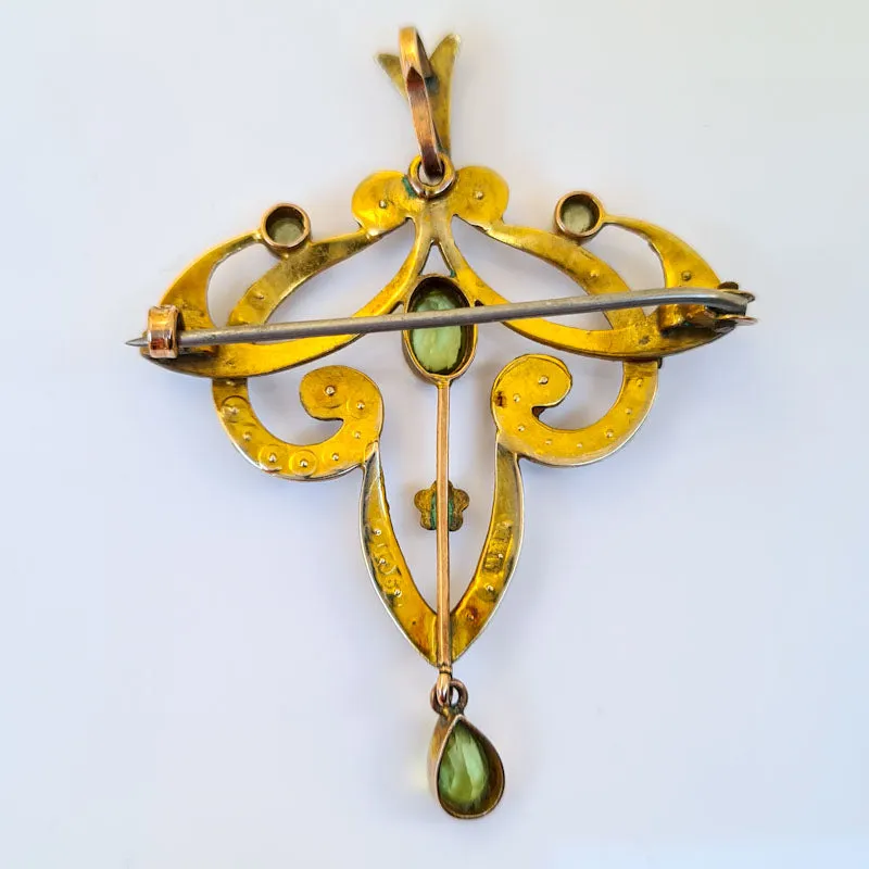 Peridot & Seed Pearl Pendant/Brooch