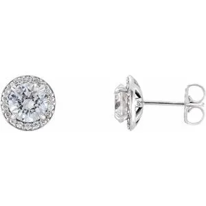 Platinum 3/8 CTW Natural Diamond Halo-Style Earrings