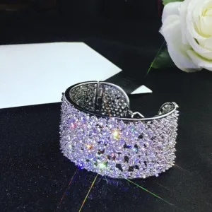 "Hannah" - Cubic Zirconia Bridal Cuff Bracelet