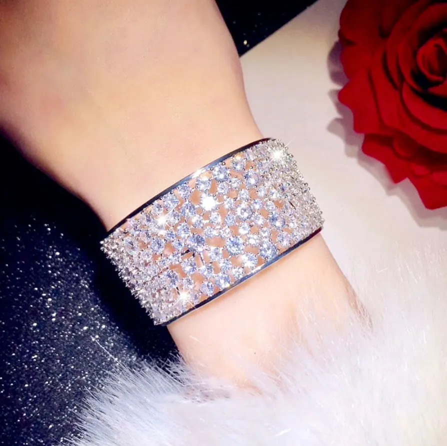 "Hannah" - Cubic Zirconia Bridal Cuff Bracelet