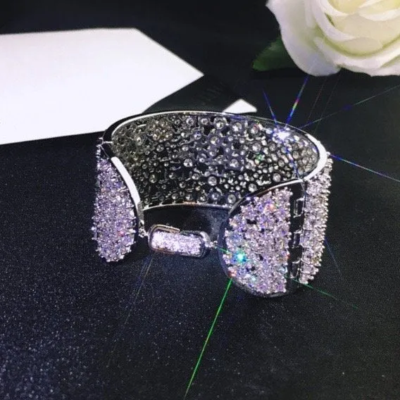 "Hannah" - Cubic Zirconia Bridal Cuff Bracelet