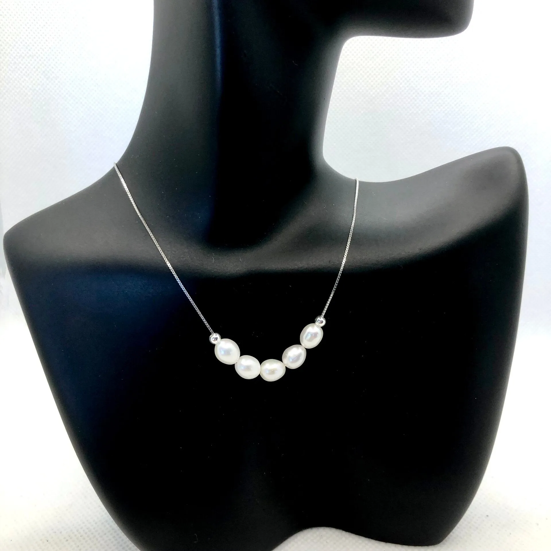 "Mave" - Natural Pearl 925 Sterling Silver Bridal Necklace