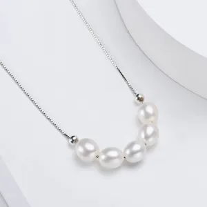 "Mave" - Natural Pearl 925 Sterling Silver Bridal Necklace