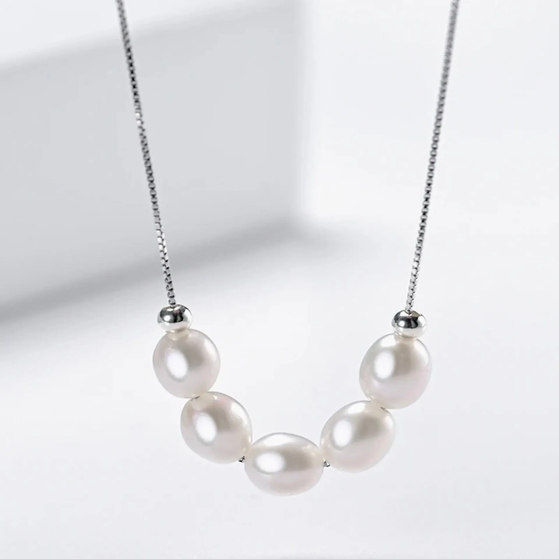 "Mave" - Natural Pearl 925 Sterling Silver Bridal Necklace