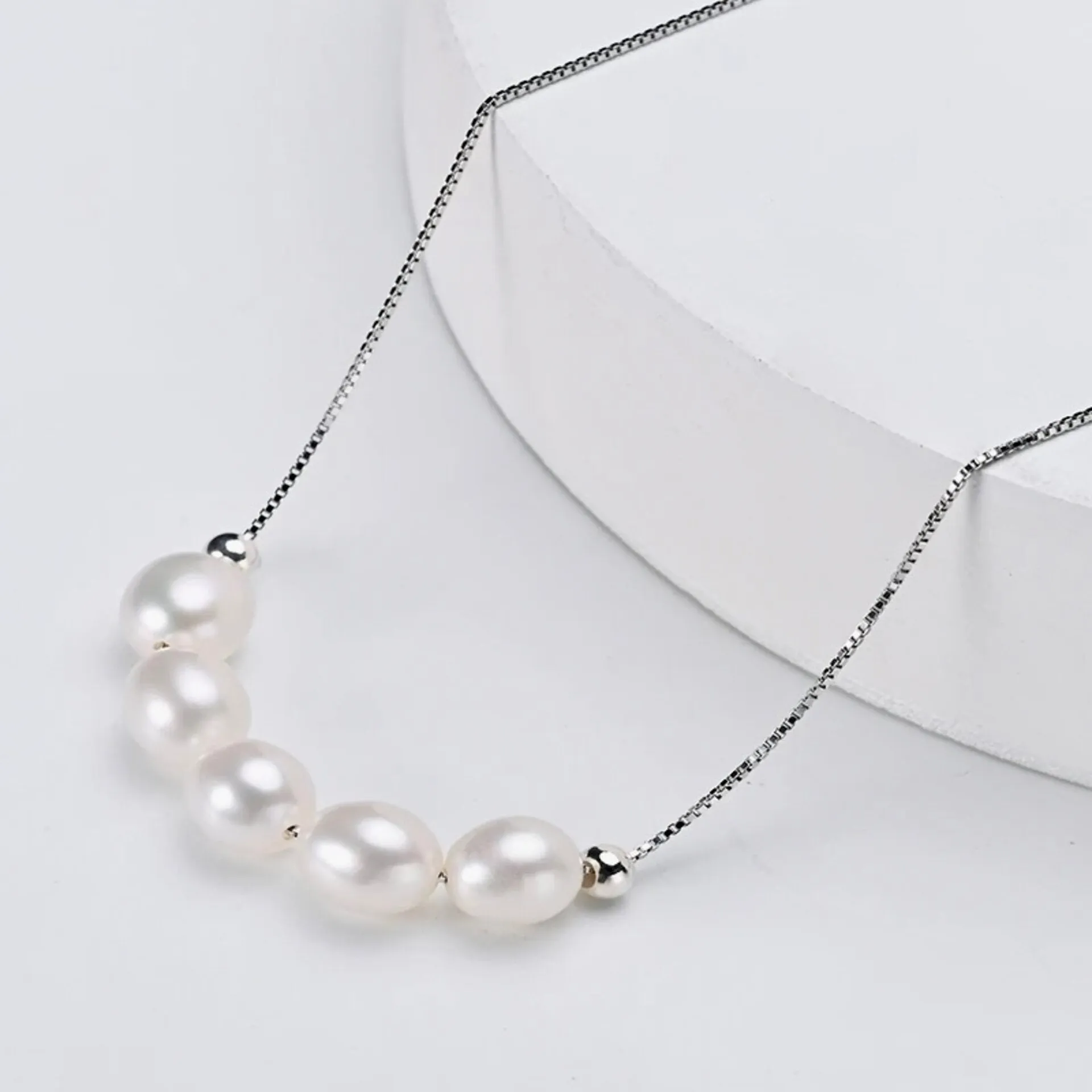 "Mave" - Natural Pearl 925 Sterling Silver Bridal Necklace