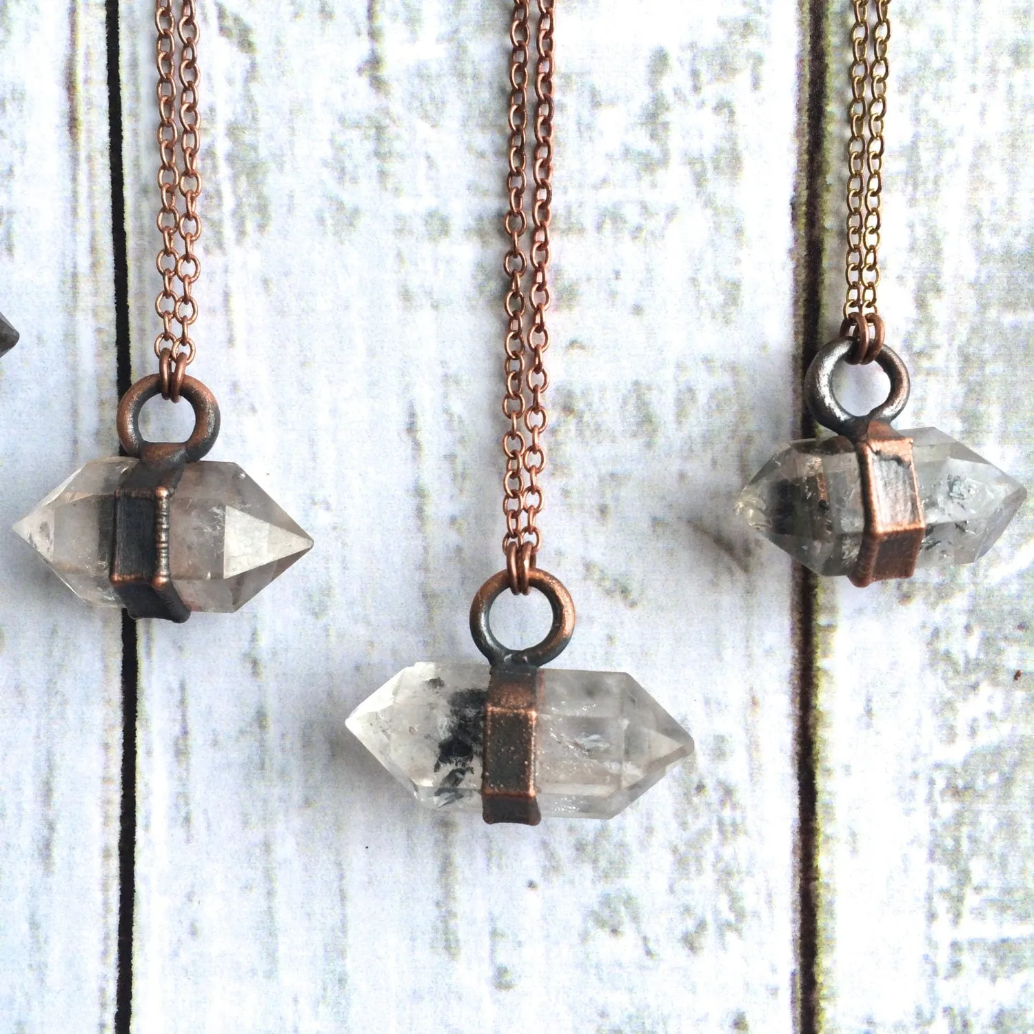 Raw quartz crystal necklace | Electroformed crystal necklace