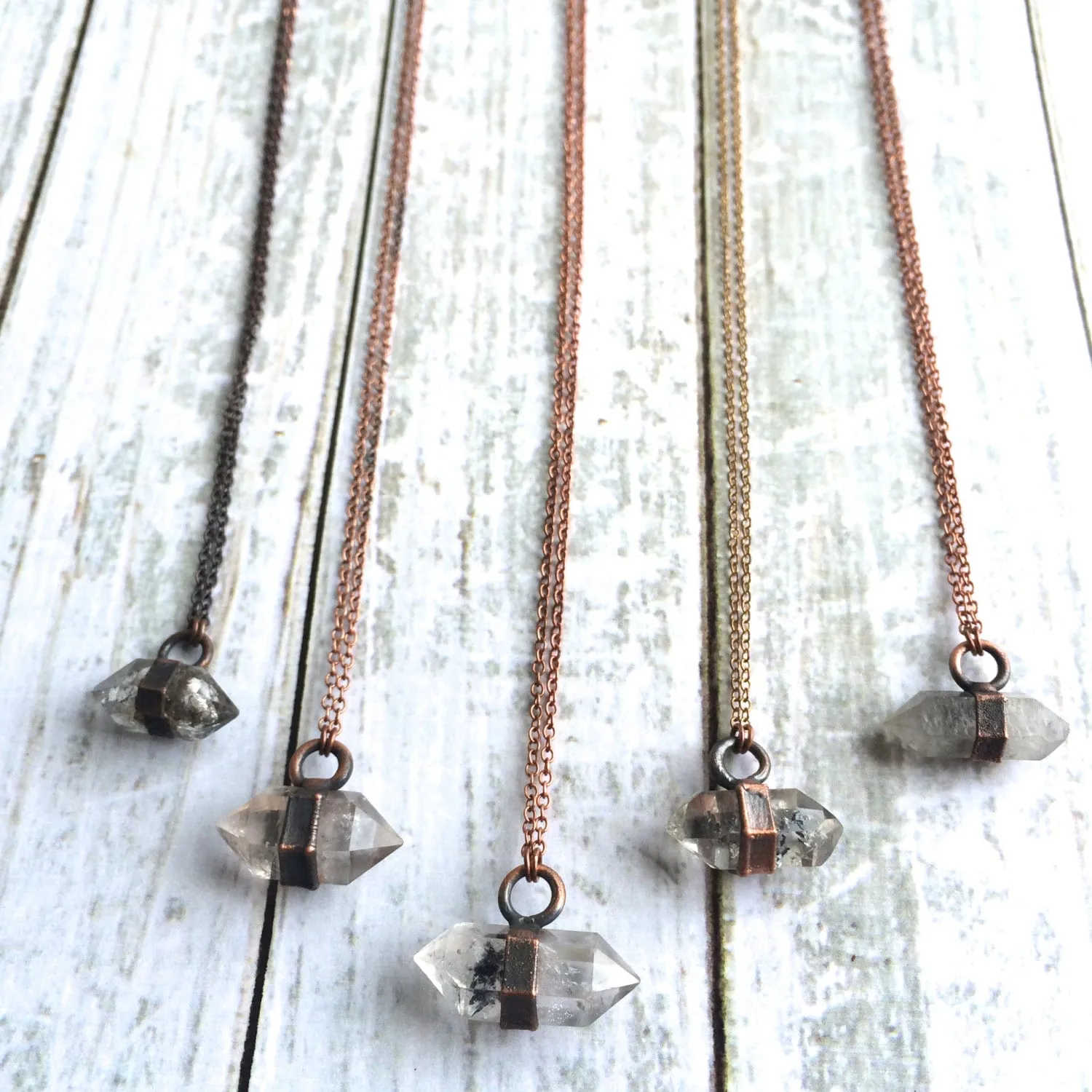 Raw quartz crystal necklace | Electroformed crystal necklace