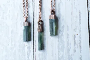 Raw tourmaline necklace | Green tourmaline crystal necklace