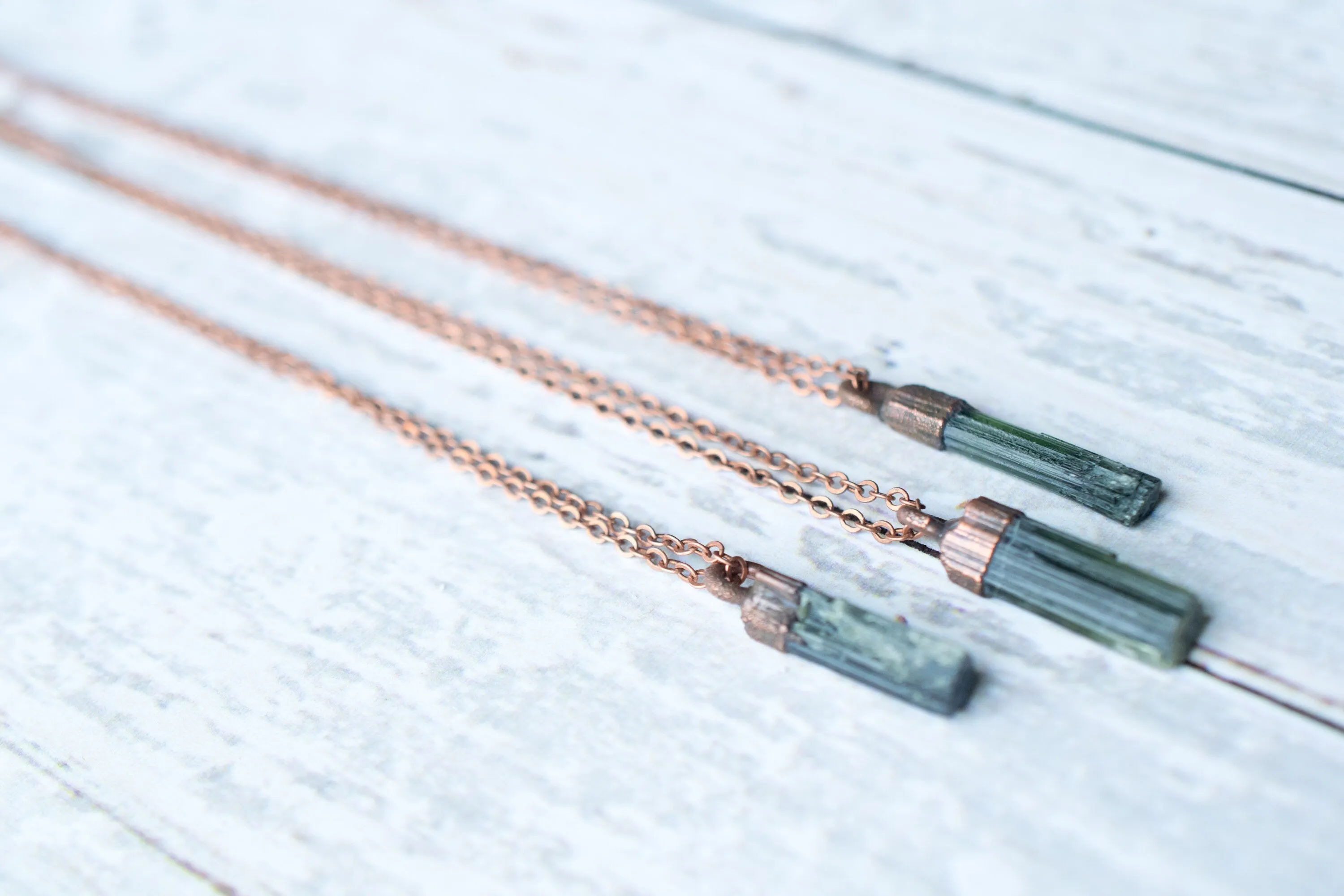 Raw tourmaline necklace | Green tourmaline crystal necklace