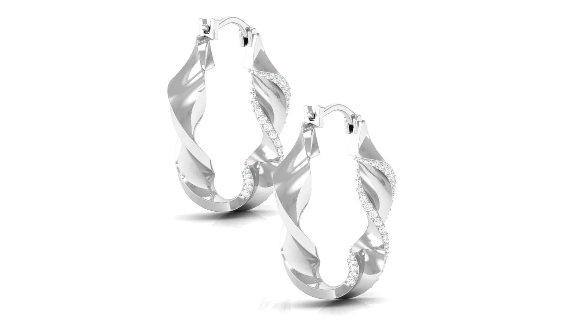 Real April Birthstone Diamond Twisted Hoop Earrings