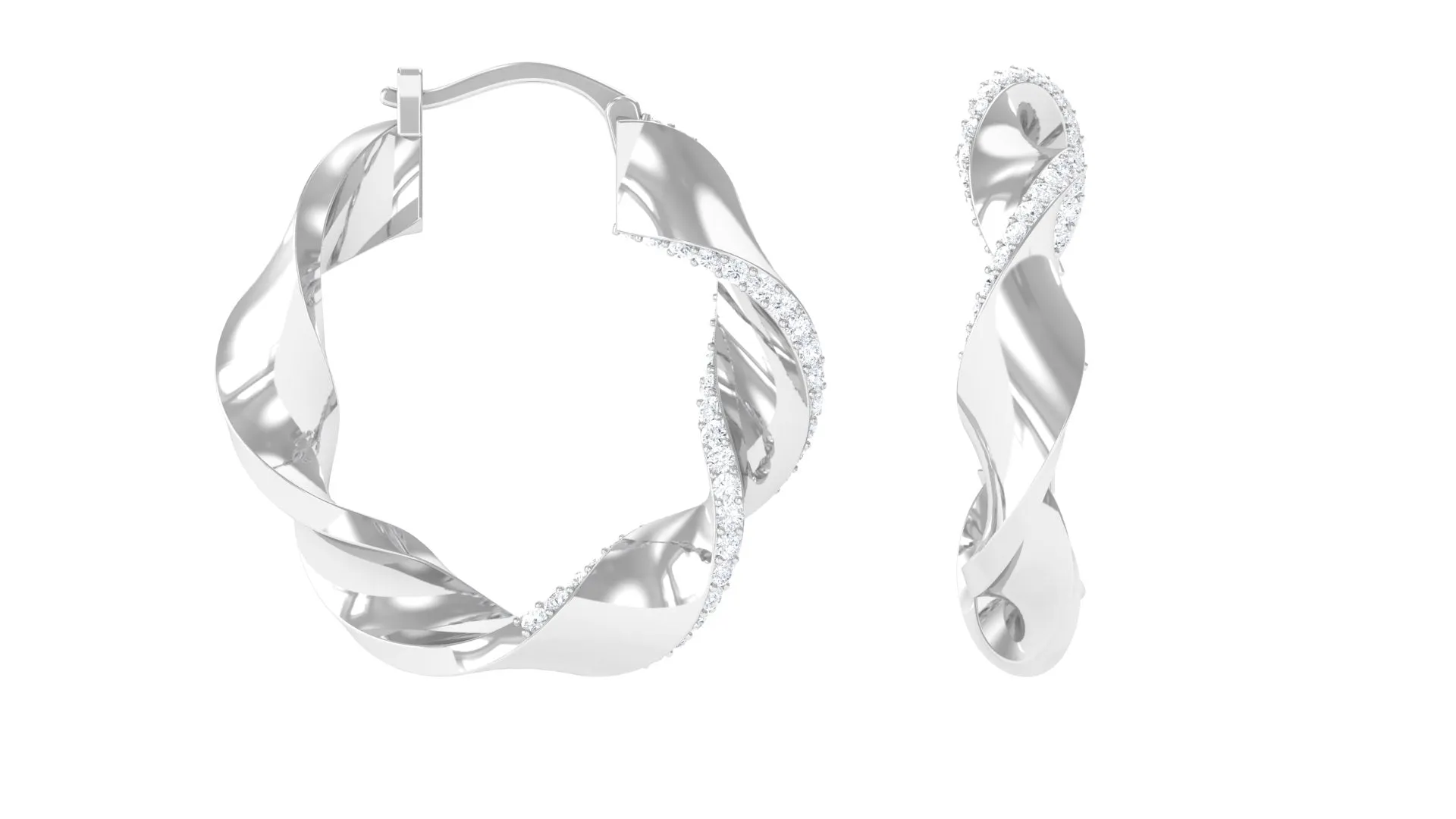 Real April Birthstone Diamond Twisted Hoop Earrings