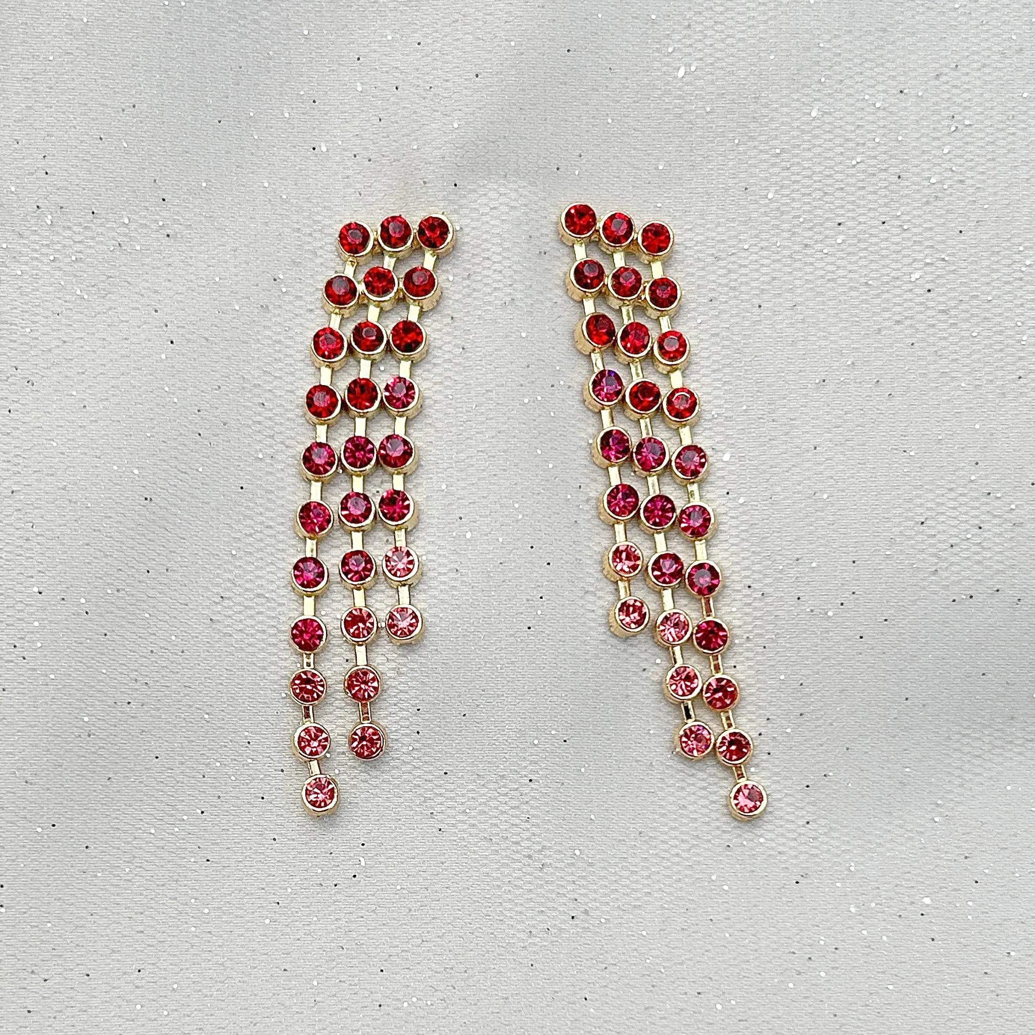 Red Statement Earrings Ombré Long Drop Earrings