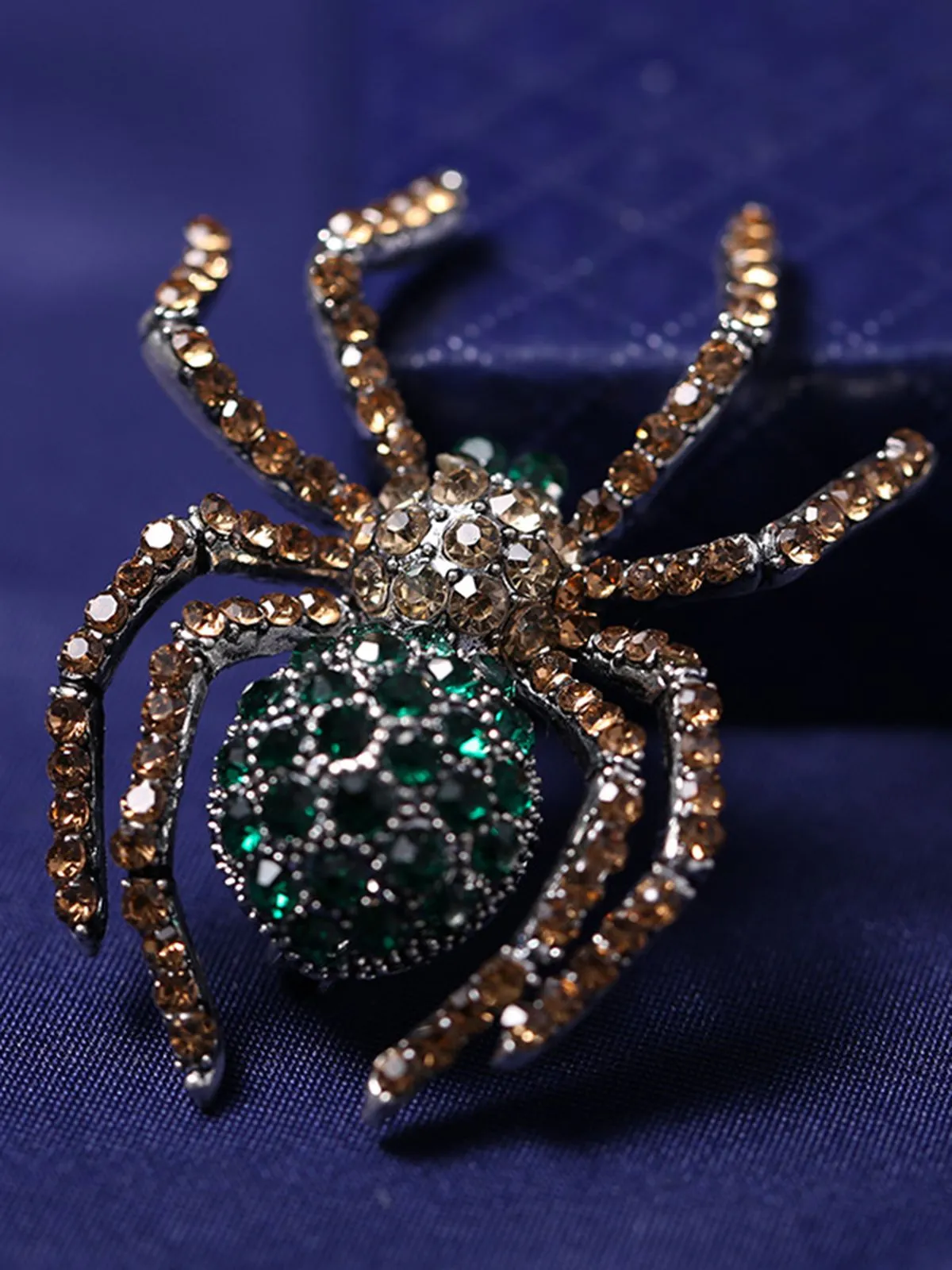 Retro Halloween Spider Rhinestone Brooch