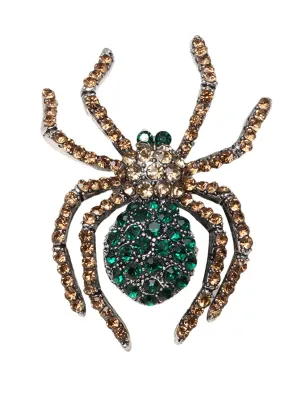 Retro Halloween Spider Rhinestone Brooch