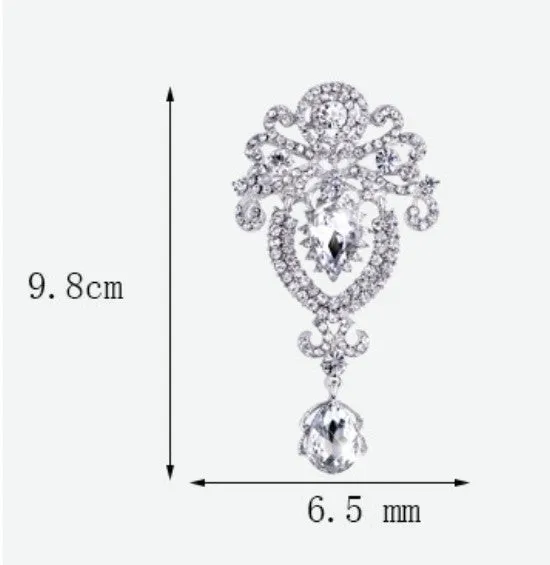 Rhinestone Brooch Silver or Gold  BR-068A