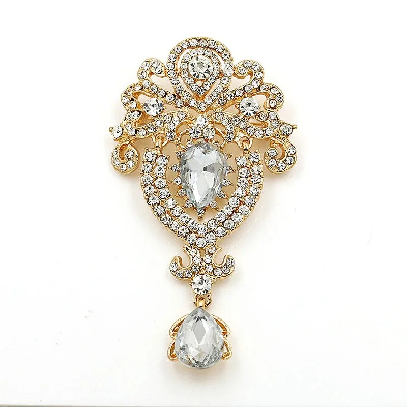 Rhinestone Brooch Silver or Gold  BR-068A