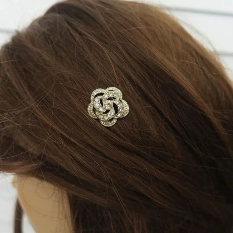 Rhinestone Flower Hair Pins