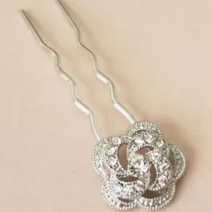 Rhinestone Flower Hair Pins