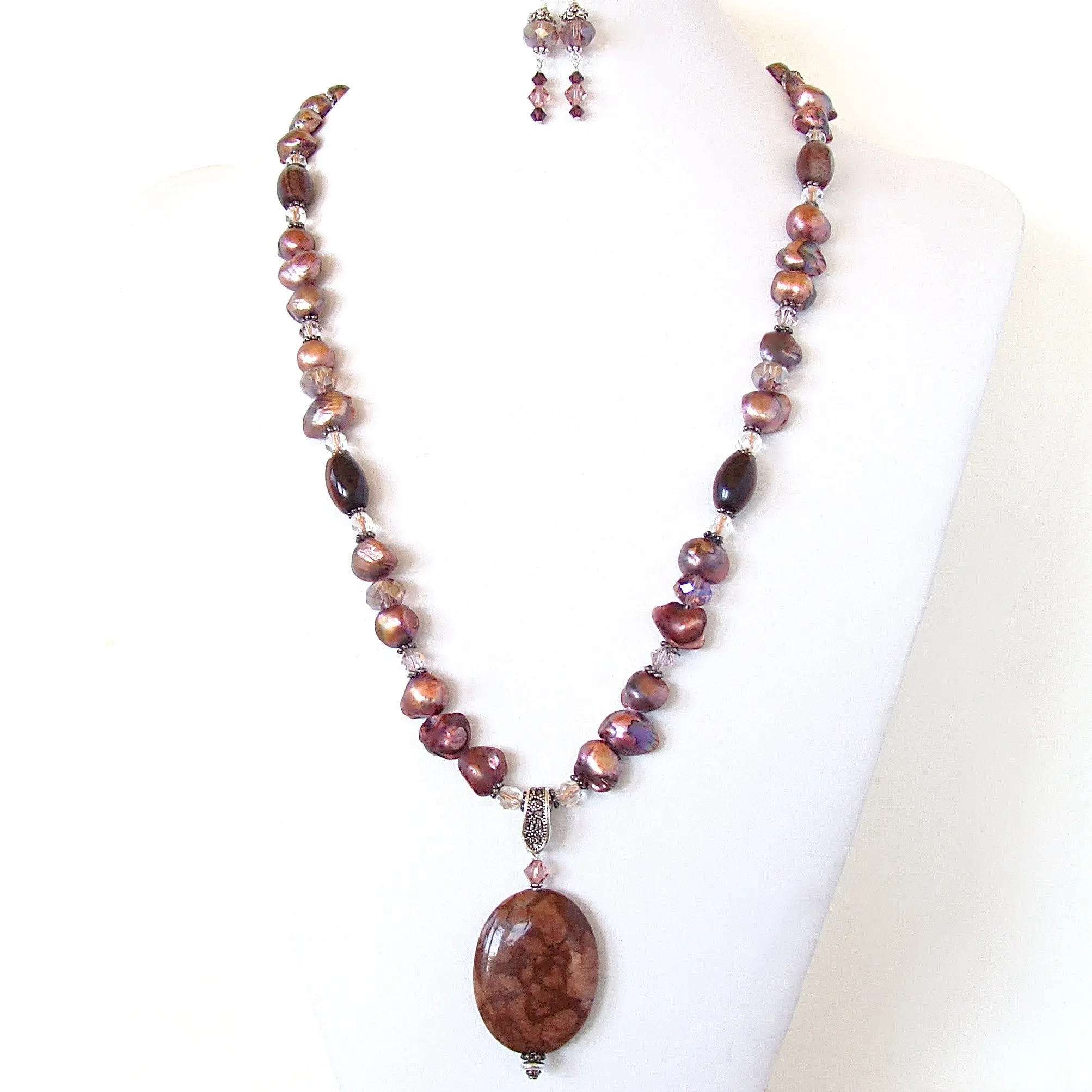 Rhubarb: Burgundy Necklace with Pendant