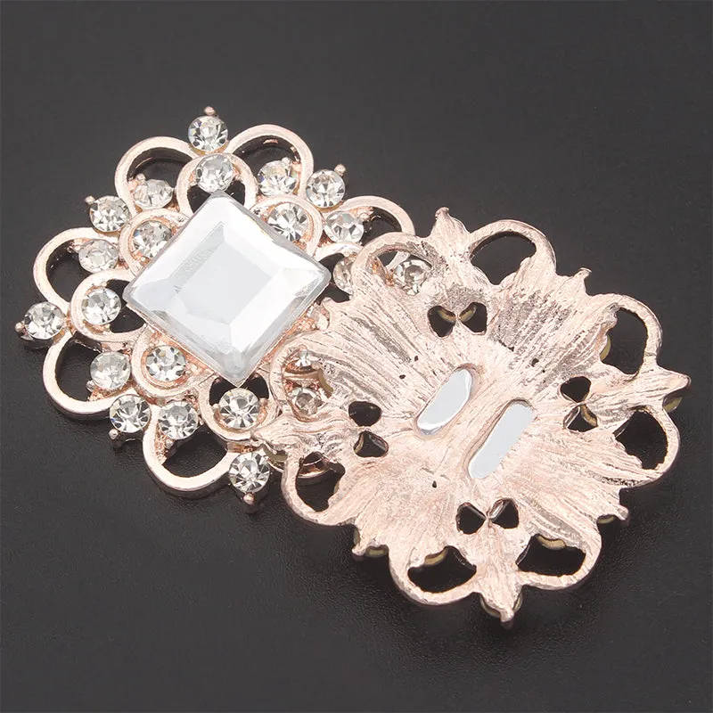 Rose Gold Flatback Rhinestone Brooch BR-081