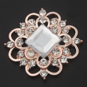 Rose Gold Flatback Rhinestone Brooch BR-081