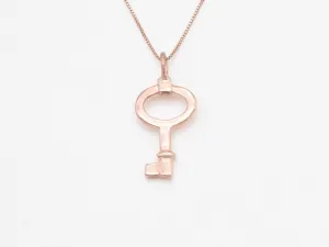 Rose Gold Key Pendant - Vintage Key Charm, Statement Key Necklace