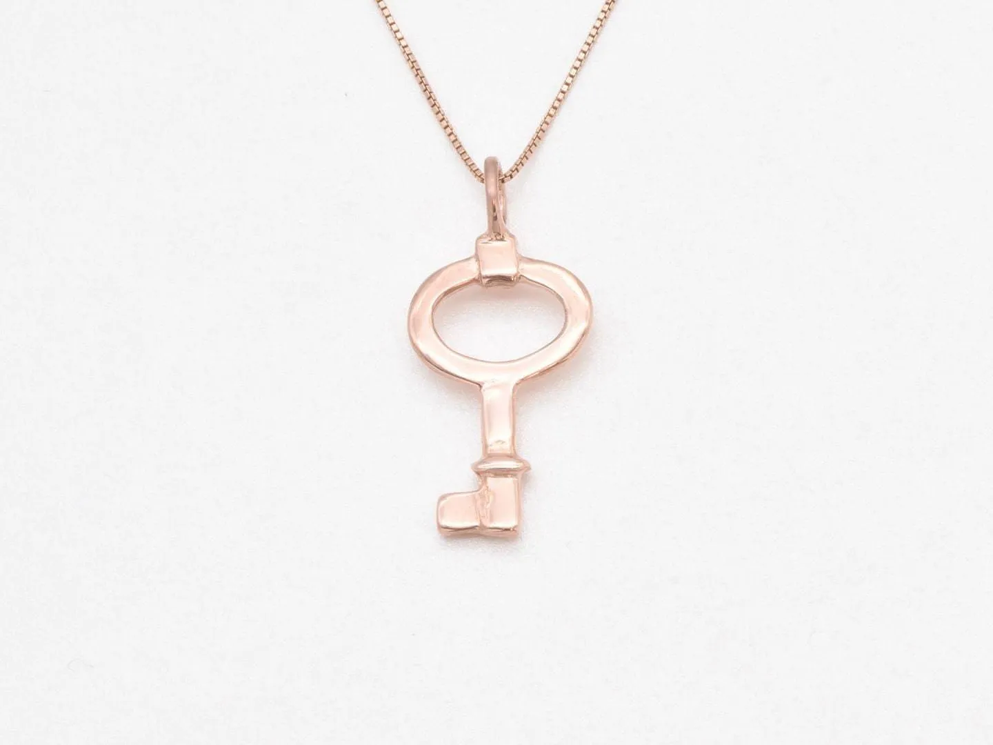 Rose Gold Key Pendant - Vintage Key Charm, Statement Key Necklace