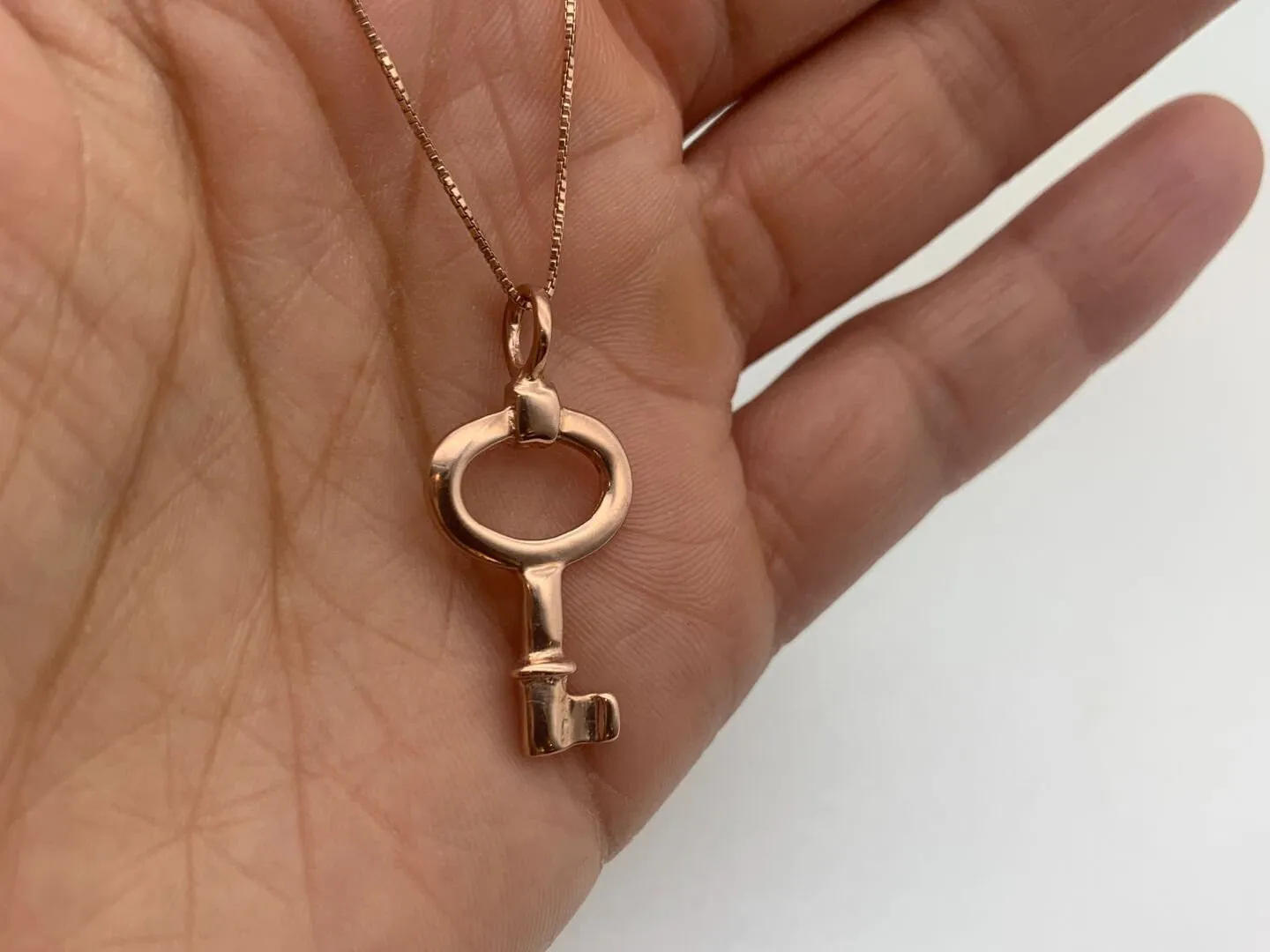 Rose Gold Key Pendant - Vintage Key Charm, Statement Key Necklace