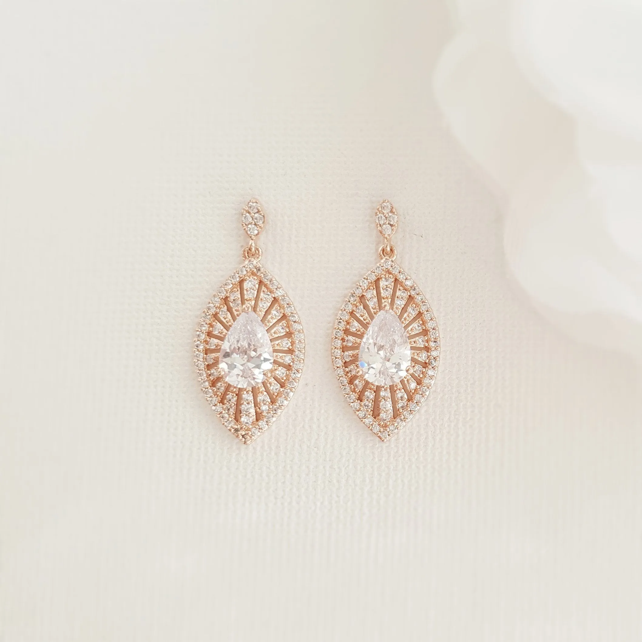 Rose Gold Short Drop Earrings-Zoey