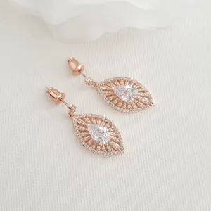 Rose Gold Short Drop Earrings-Zoey