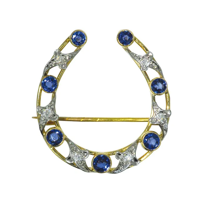 Sapphire & Diamond Horse Shoe Brooch