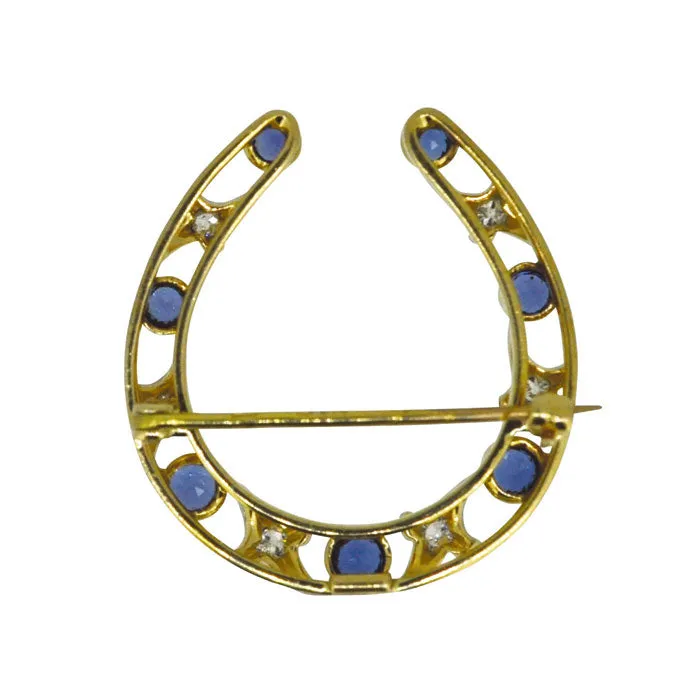 Sapphire & Diamond Horse Shoe Brooch