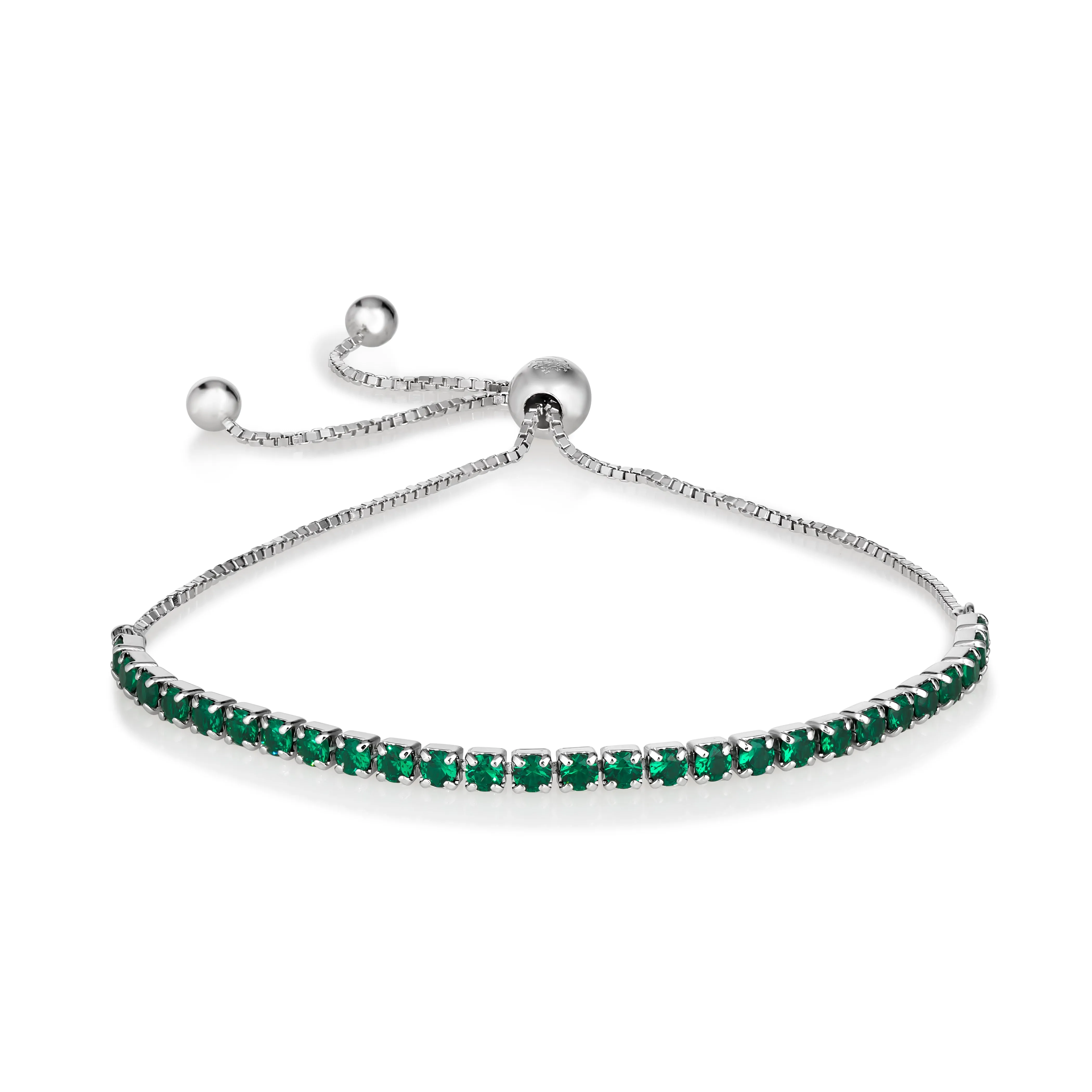 Signature Adjustable Bolo Bracelet in Green Emerald