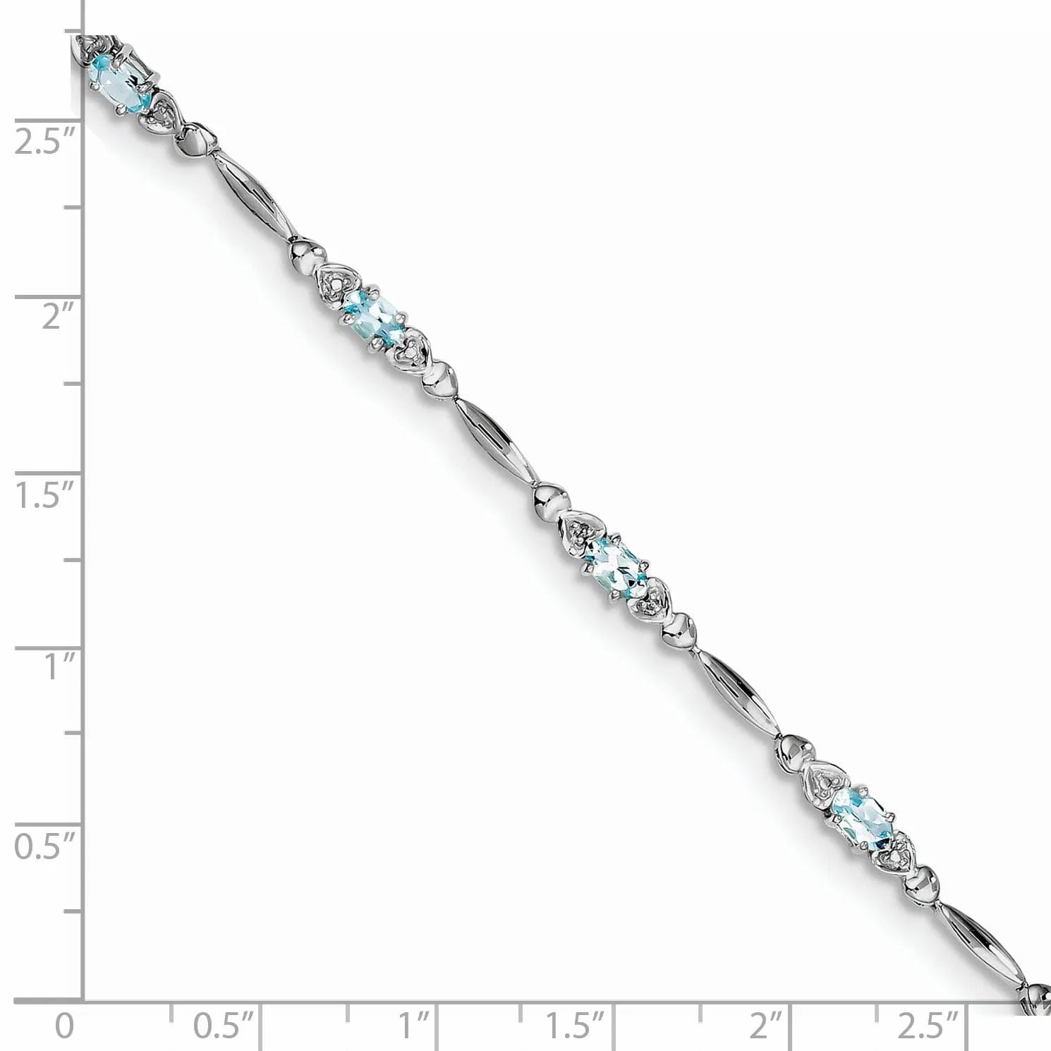 Silver Aquamarine Gemstone Diamond Bracelet