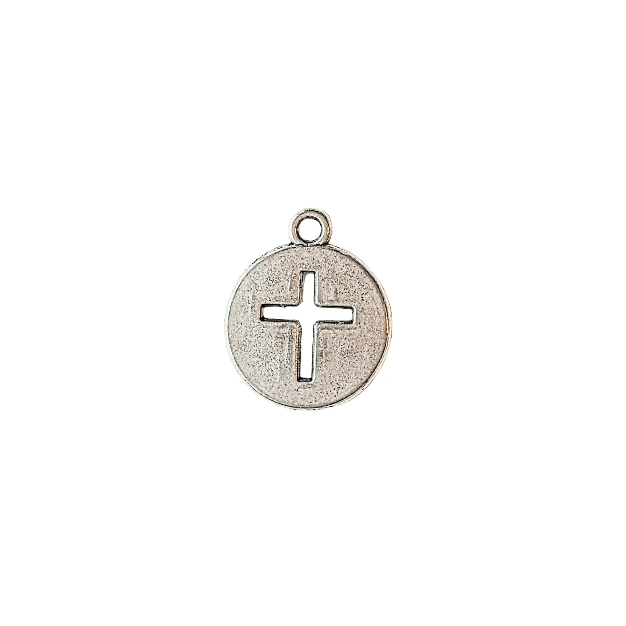 Silver Circle Cross Charm