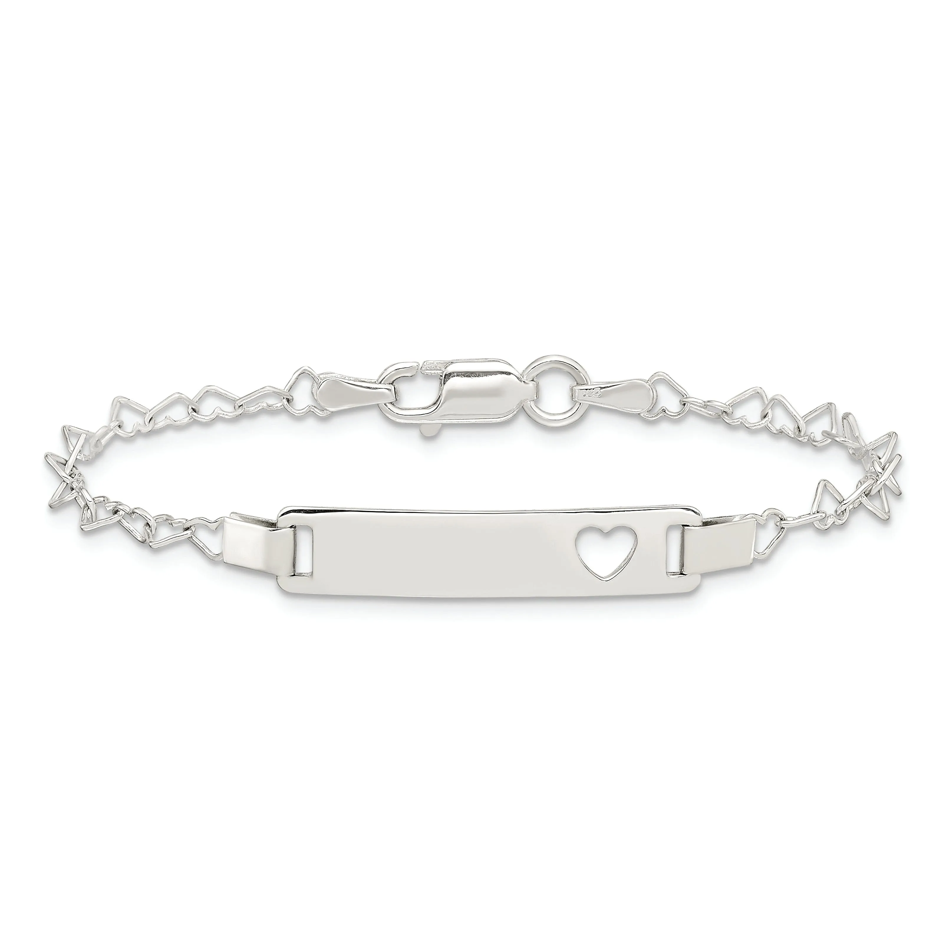 Silver Finish Engravable Heart Baby ID Bracelet