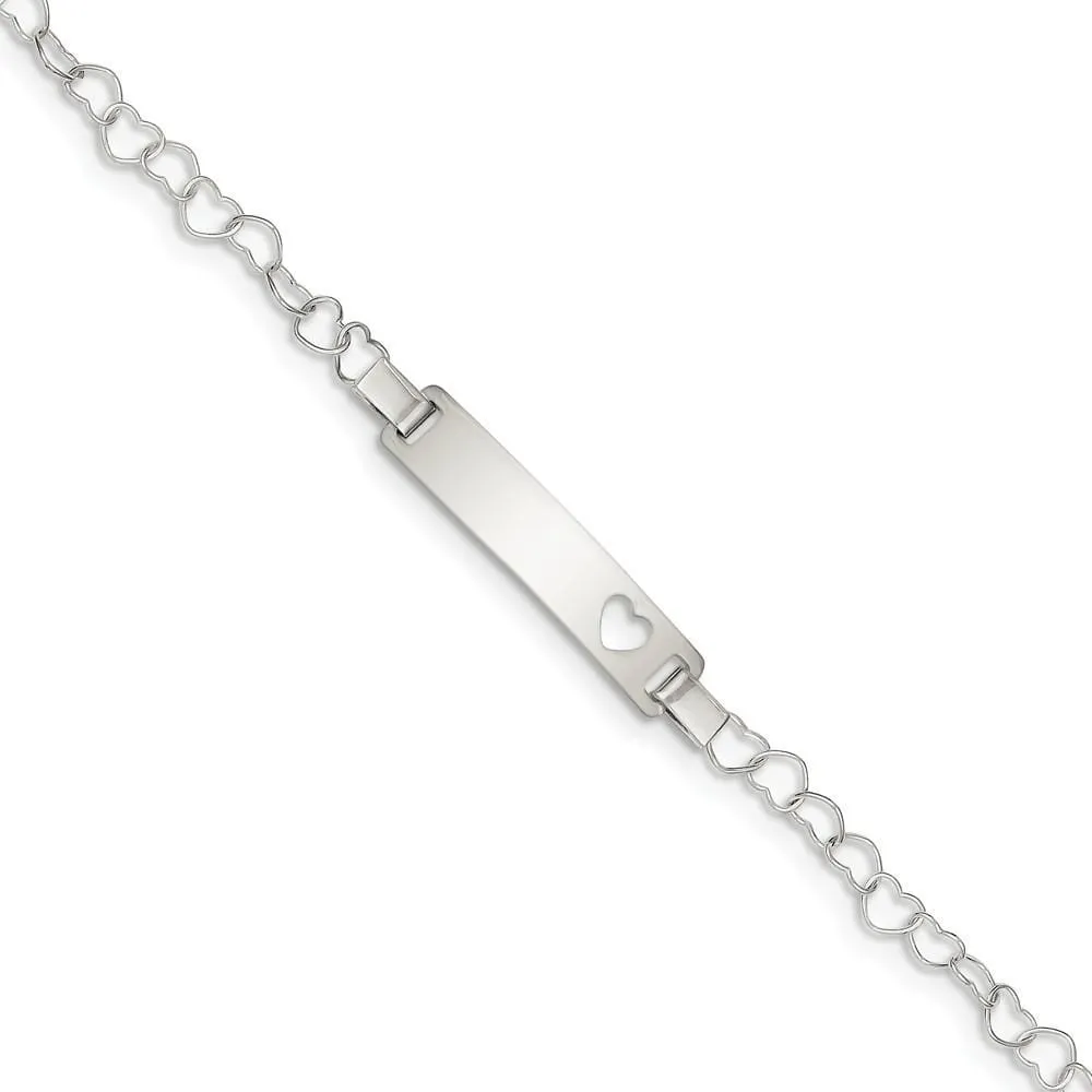 Silver Finish Engravable Heart Baby ID Bracelet