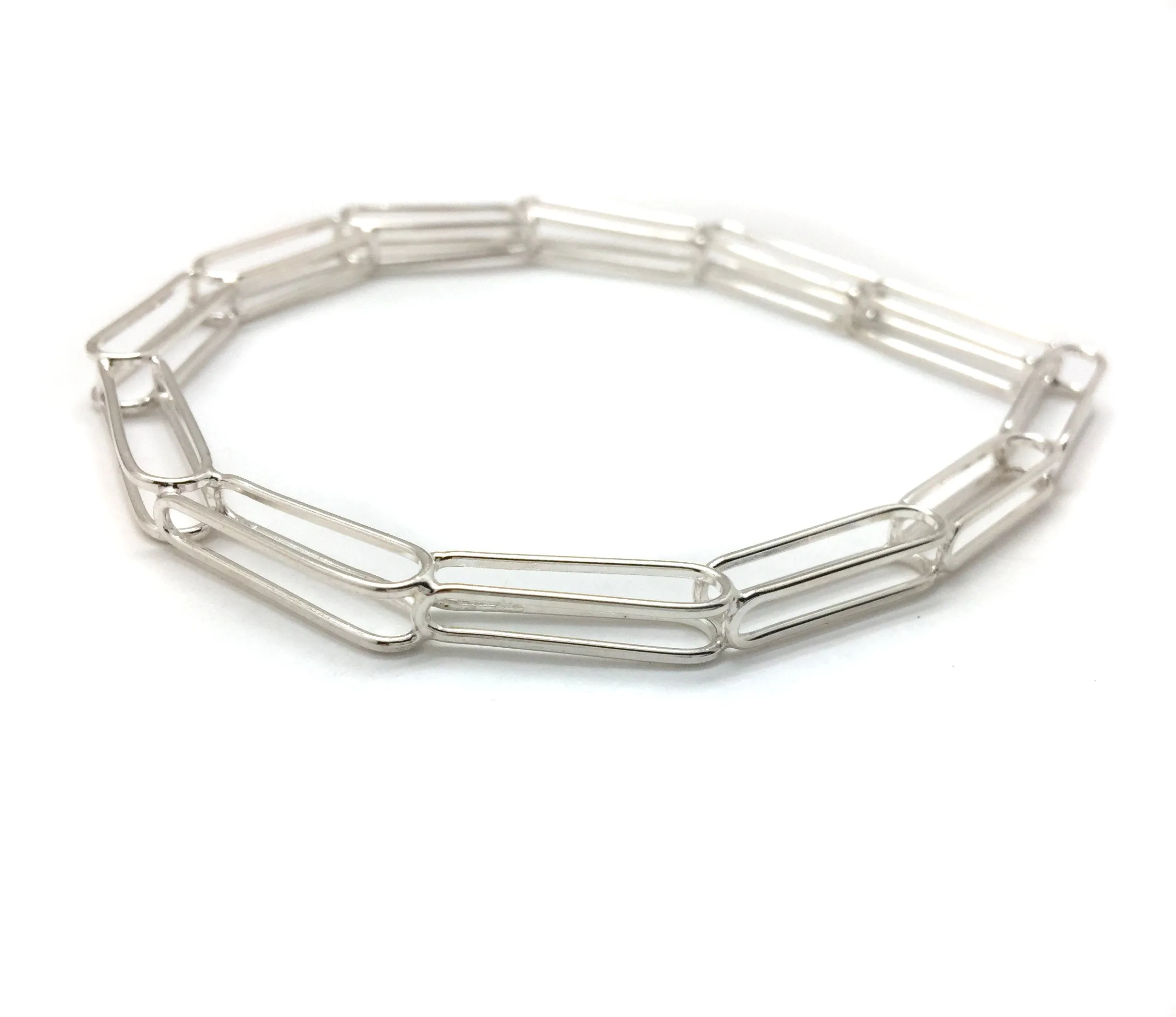 Silver Link Point Bangle