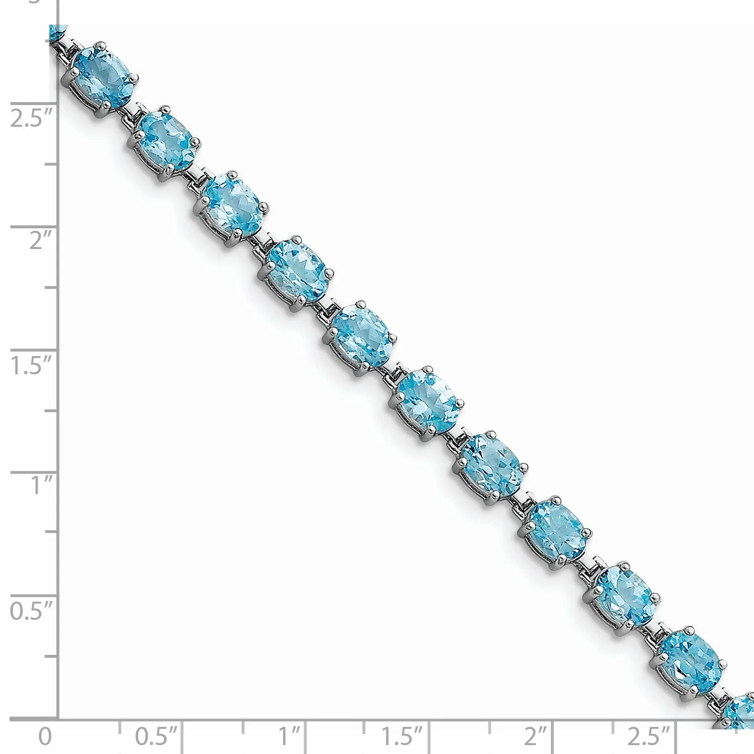 Silver Polished Blue Topaz Gemstone Bracelet