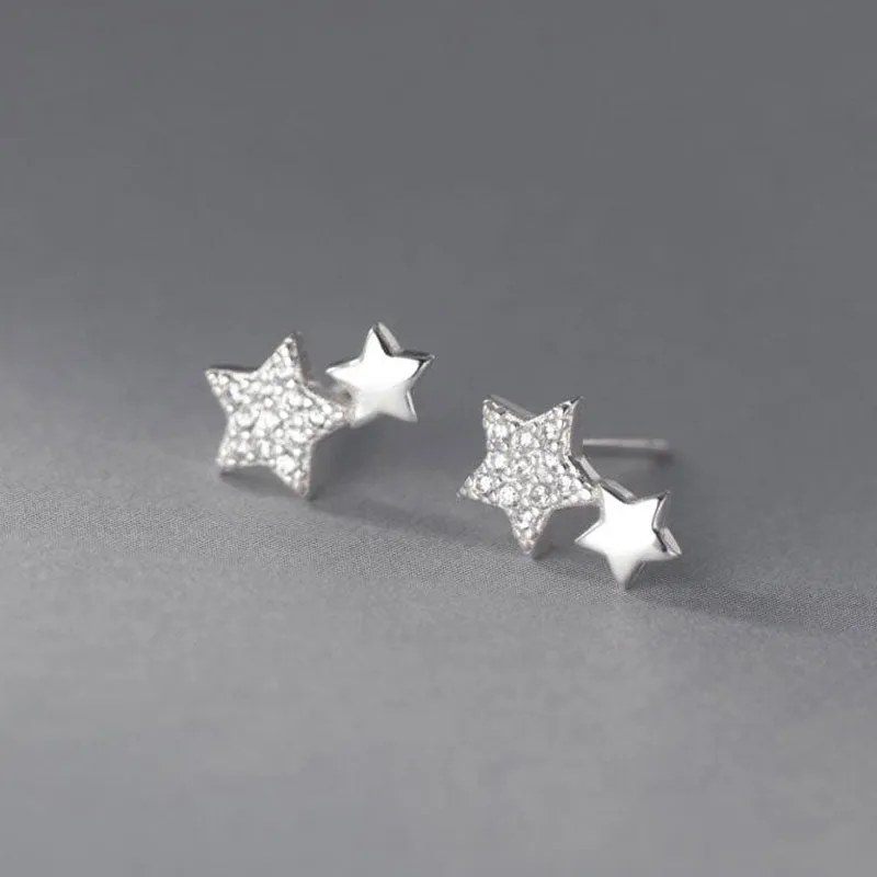 Silver Star Duo Stud Earrings