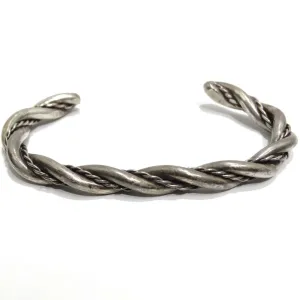 Solid Silver 1960s Rope Cuff Bracelet