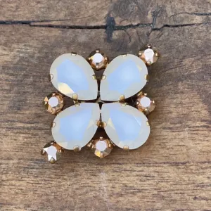 Starflower Crystal Stock Pin - White Opal & Metallic Rose Gold