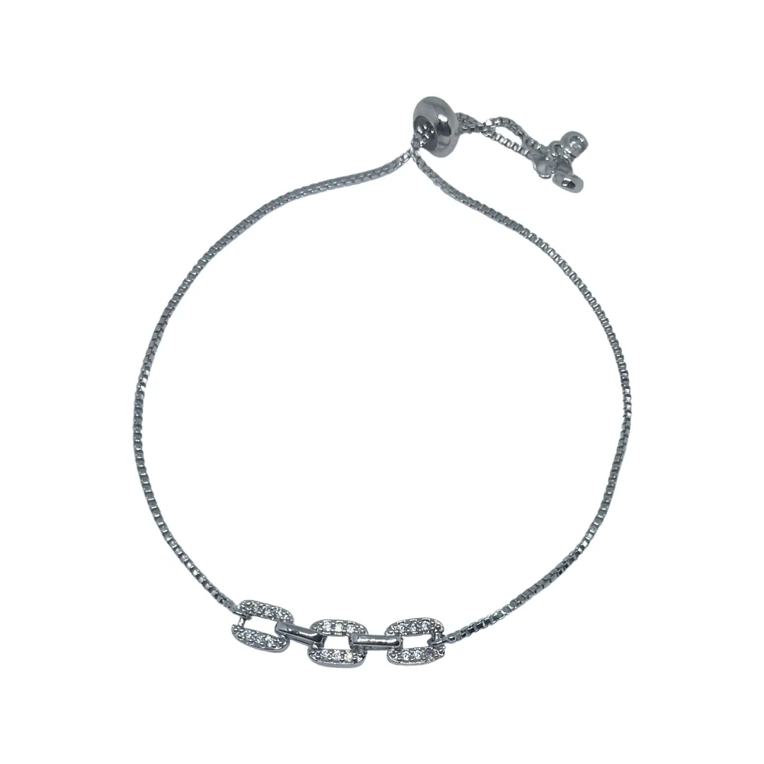 Steph Silver Gem Chain Adjustable Bracelet