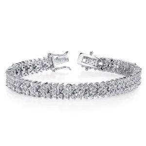 Sterling Silver .925 Round-Cut 3 Row Cubic Zirconia Tennis Bracelet, 4.0 TCW of CZ 7"