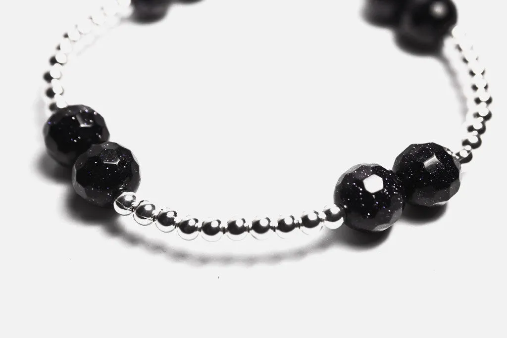 Sterling Silver Onyx Beaded Bracelet